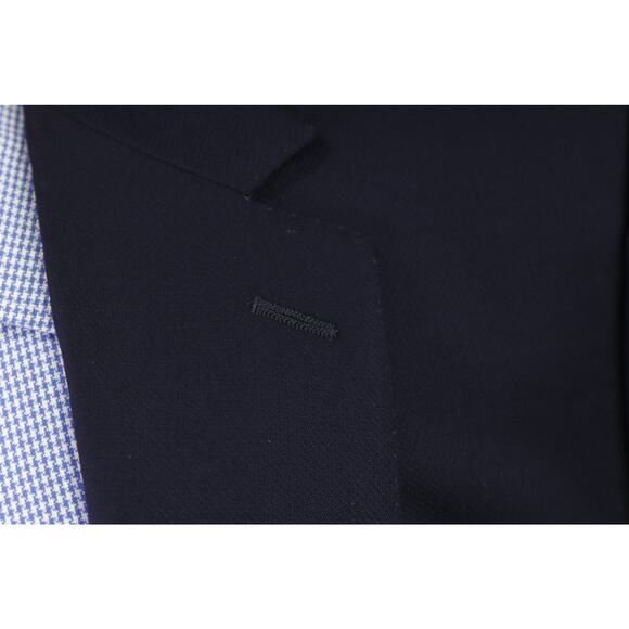 J Lancaster Custom Tailored Solid Navy Blue Woven Wool Blazer Jacket 44L - Picture 5 of 10